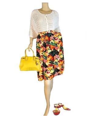 VINTAGE 1990'S TROPICAL PRINT MULTI-COLOR SKIRT (2X)